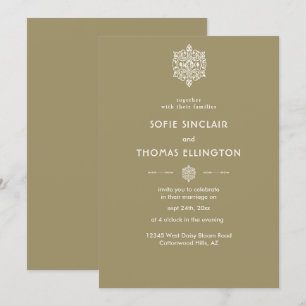 Convite para Casamento de Ornamento de Beige