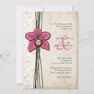 Convite Para Casamento De Orquídeas Rosa Brilhant