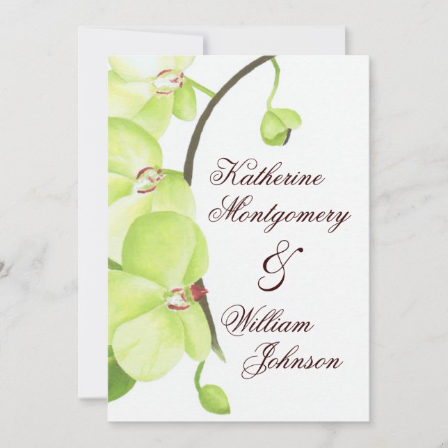 Convite para casamento de orquídeas verdes (Frente)
