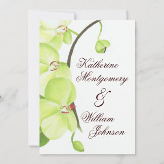 Convite para casamento de orquídeas verdes