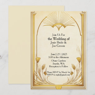 Convite para casamento de ouro Art Nouveau