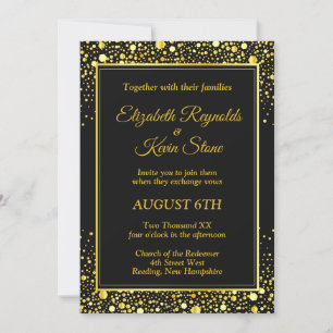 Convite para casamento de ouro e preto