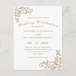 Convite para casamento de ouro elegante