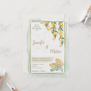 Convite para Casamento de ouro Wattle