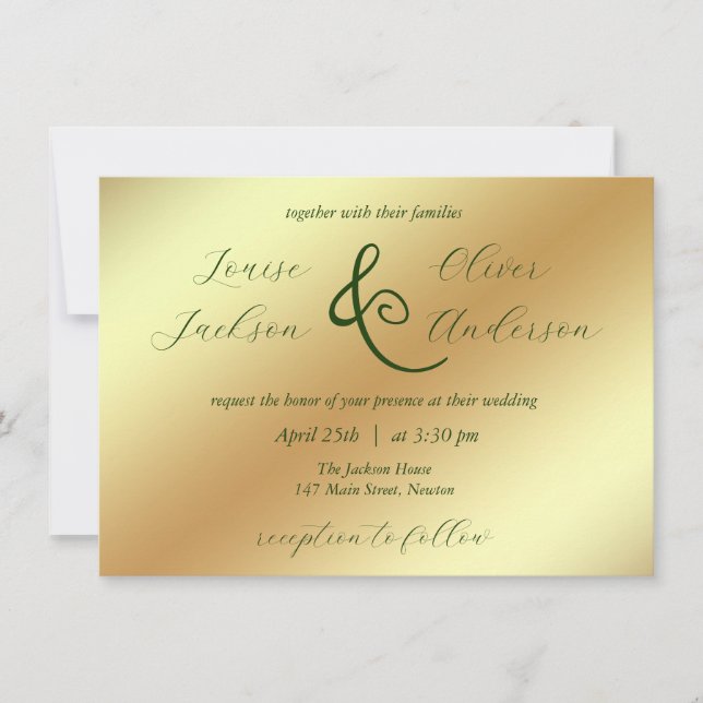Convite para Casamento de ouros mínimo e elegante (Frente)