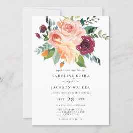 Convite para Casamento de outono de Buquê Floral