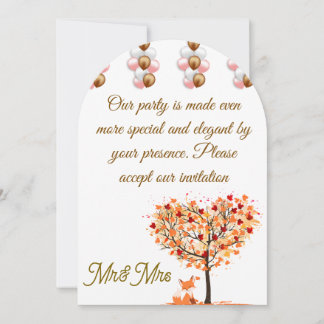 Convite para Casamento de outono Elegante com Árvo