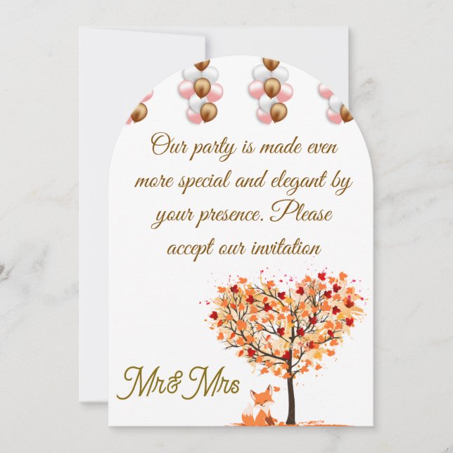 Convite para Casamento de outono Elegante com Árvo (Frente)