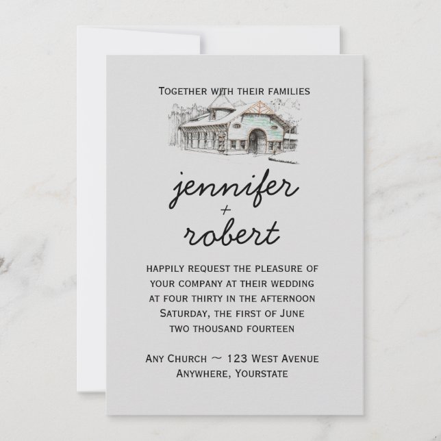 Convite para Casamento de País em Esboço (Frente)