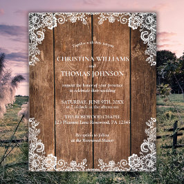 Convite para Casamento de País Rústico de Madeira 
