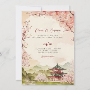 Convite para Casamento de Paisagem Tradicional Jap