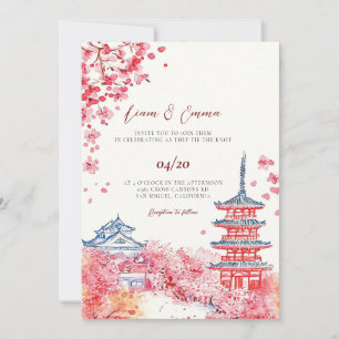 Convite para Casamento de Paisagem Tradicional Jap