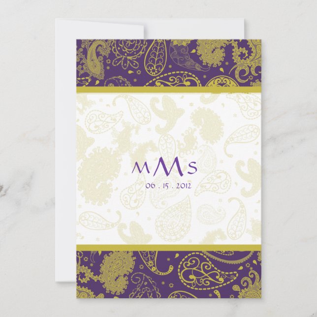 Convite para Casamento de Paisley Banded (Frente)