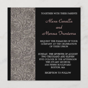Convite para Casamento de Paisley Negro