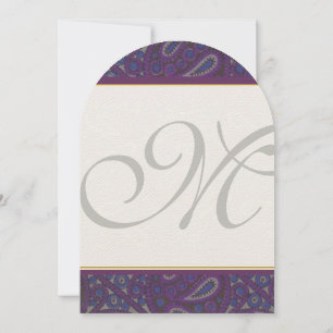 Convite para Casamento de Paisley Roxo e Dourado