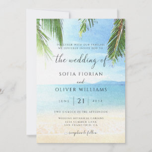 Convite para Casamento de Palm Tree Tropical Islan