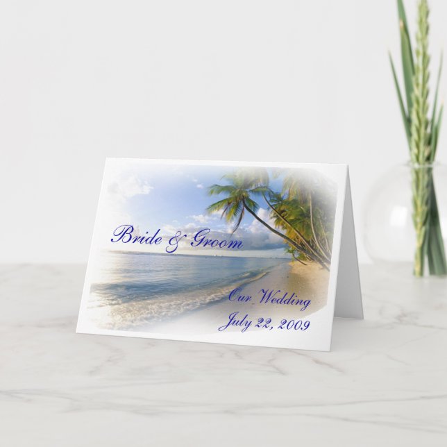Convite para Casamento de Palm Trees & Beach (Frente)