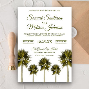 Convite para Casamento de Palm Tropical Tree Beach