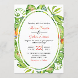 Convite para Casamento de Palma Tropical Leaf Wrea