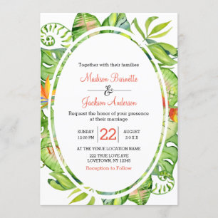 Convite para Casamento de Palma Tropical Leaf Wrea