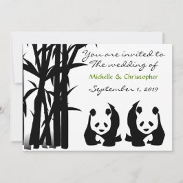 Convite para Casamento de Panda Bears e Bamboo