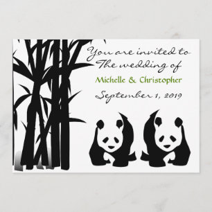 Convite para Casamento de Panda Bears e Bamboo