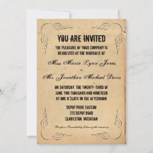 Convite para Casamento de Papel Marrom Grunge
