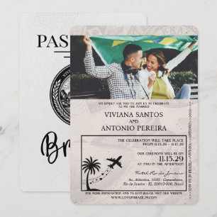 Convite para Casamento de Passaporte Branco Brasil