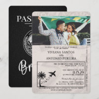 Convite para Casamento de Passaporte Brasil Negro