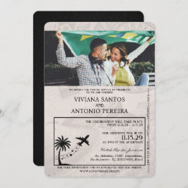 Convite para Casamento de Passaporte Brasil Negro