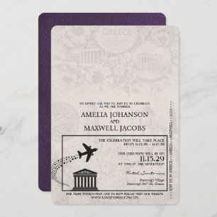 Convite para Casamento de Passaporte de Grécia Rox