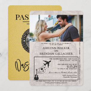 Convite para casamento de passaporte de Nashville 