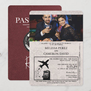 Convite para Casamento de Passaporte de Reno Burgu