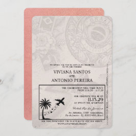 Convite para Casamento de Passaporte do Brasil na 