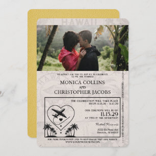 Convite para Casamento de Passaporte do Havaí Amar