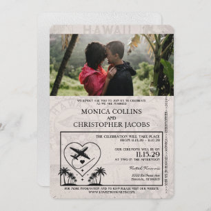 Convite para Casamento de Passaporte do Havaí Bran