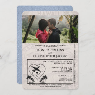 Convite para Casamento de Passaporte do Havaí Dust