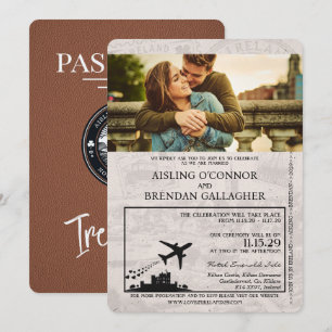 Convite para Casamento de Passaporte na Irlanda do