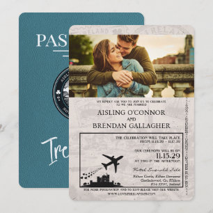 Convite para Casamento de Passaporte na Irlanda Te