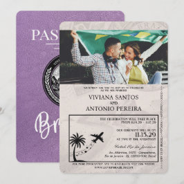 Convite para Casamento de Passaporte para o Brasil