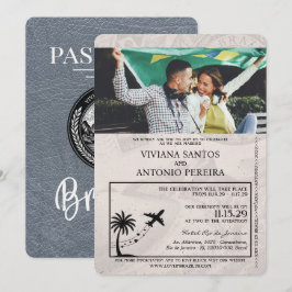 Convite para Casamento de Passaporte Silver Brasil