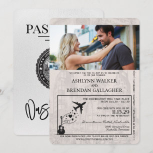 Convite para Casamento de Passaporte White Nashvil