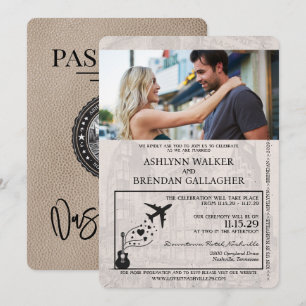 Convite para Casamento de Passaportes Beige Nashvi