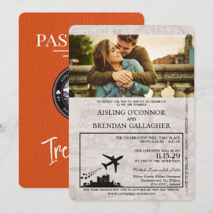Convite para Casamento de Passaportes da Irlanda L