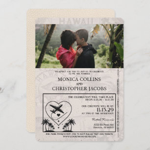 Convite para Casamento de Passaportes Ivory Hawaii