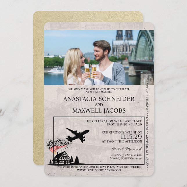 Convite Para Casamento De Passaportes Na Alemanha  (Frente/Verso)