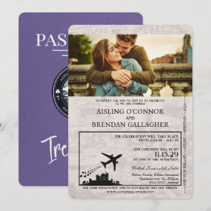 Convite para Casamento de Passaportes na Irlanda d
