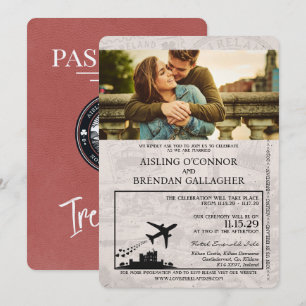 Convite Para Casamento De Passaportes Na Irlanda L