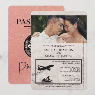 Convite para Casamento de Passaportes nas Filipina