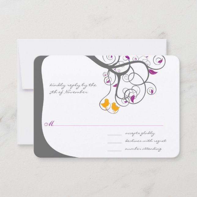 Convite Para Casamento De Pássaros Com Amor Por Ár (Frente)